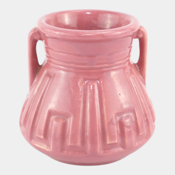 Roseville Solid Colors Rose Pink 1917 Art Deco Pottery Ceramic Flower Vase 607-4 - Just Art Pottery