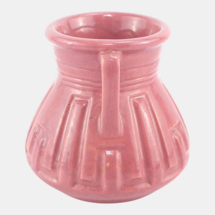 Roseville Solid Colors Rose Pink 1917 Art Deco Pottery Ceramic Flower Vase 607-4 - Just Art Pottery