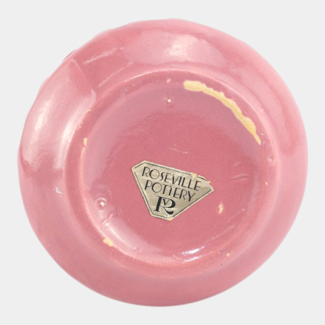 Roseville Solid Colors Rose Pink 1917 Art Deco Pottery Ceramic Flower Vase 607-4 - Just Art Pottery