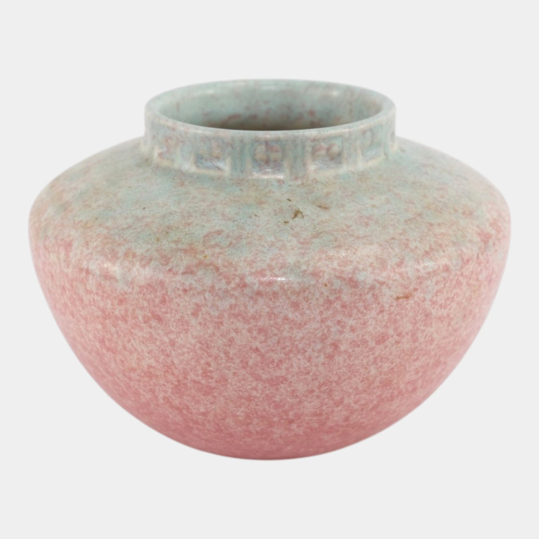Roseville Tourmaline Mottled Pink Blue 1933 Vintage Art Deco Pottery Vase 200-4 - Just Art Pottery