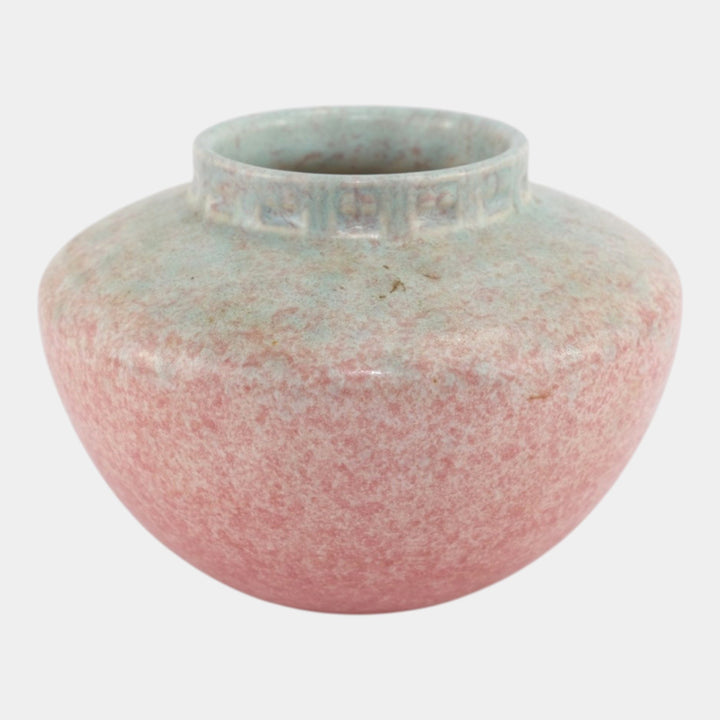 Roseville Tourmaline Mottled Pink Blue 1933 Vintage Art Deco Pottery Vase 200-4 - Just Art Pottery