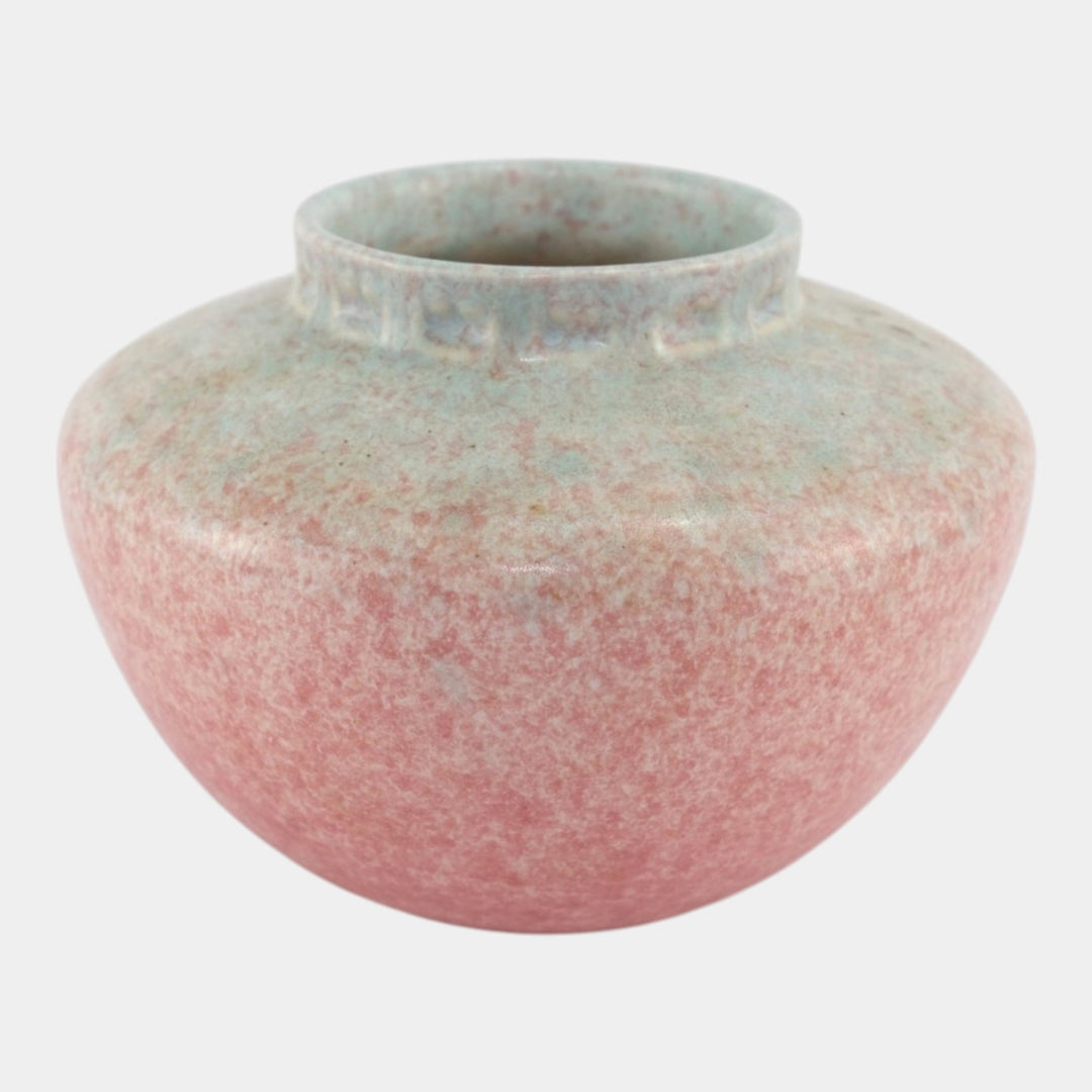 Roseville Tourmaline Mottled Pink Blue 1933 Vintage Art Deco Pottery Vase 200-4 - Just Art Pottery