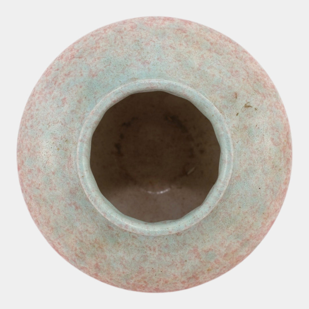 Roseville Tourmaline Mottled Pink Blue 1933 Vintage Art Deco Pottery Vase 200-4 - Just Art Pottery
