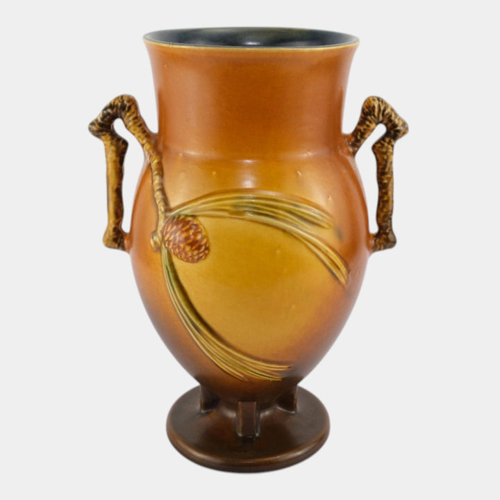Roseville Pine Cone Brown 1936 Vintage Art Pottery Ceramic Vase 849-10 - Just Art Pottery
