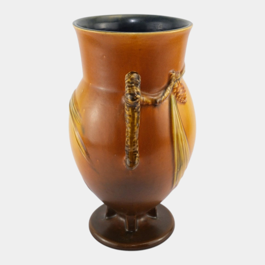 Roseville Pine Cone Brown 1936 Vintage Art Pottery Ceramic Vase 849-10 - Just Art Pottery