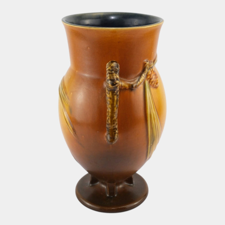 Roseville Pine Cone Brown 1936 Vintage Art Pottery Ceramic Vase 849-10 - Just Art Pottery