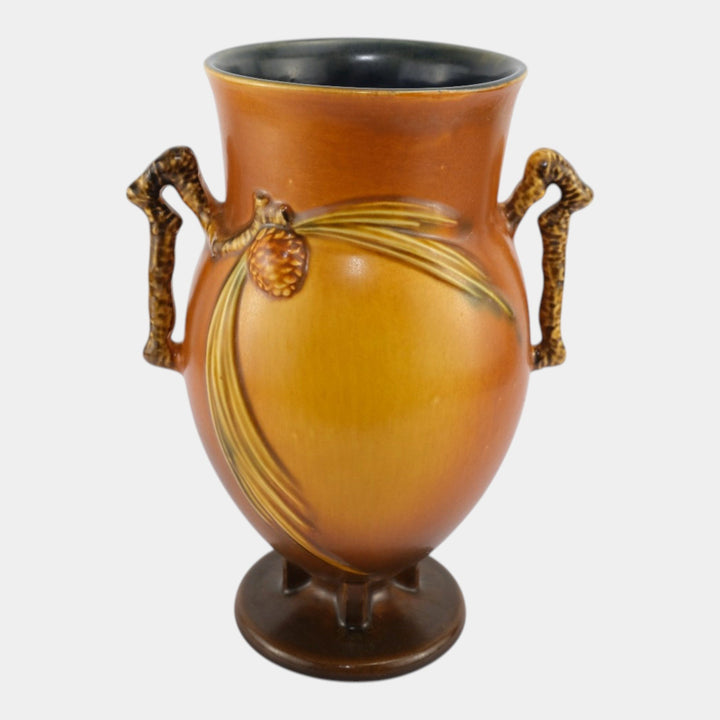 Roseville Pine Cone Brown 1936 Vintage Art Pottery Ceramic Vase 849-10 - Just Art Pottery