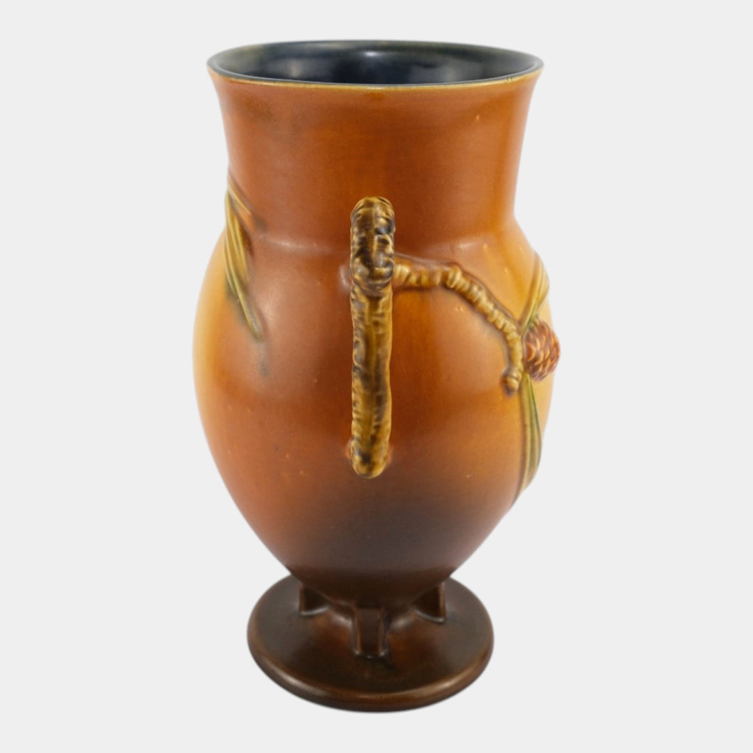 Roseville Pine Cone Brown 1936 Vintage Art Pottery Ceramic Vase 849-10 - Just Art Pottery