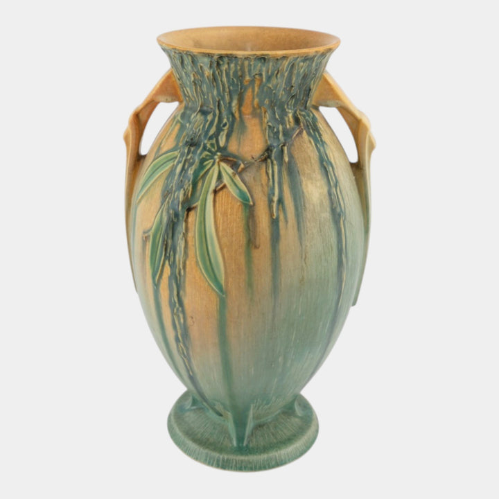 Roseville Moss Tan Green 1936 Art Deco Pottery Flower Vase 784-10 - Just Art Pottery