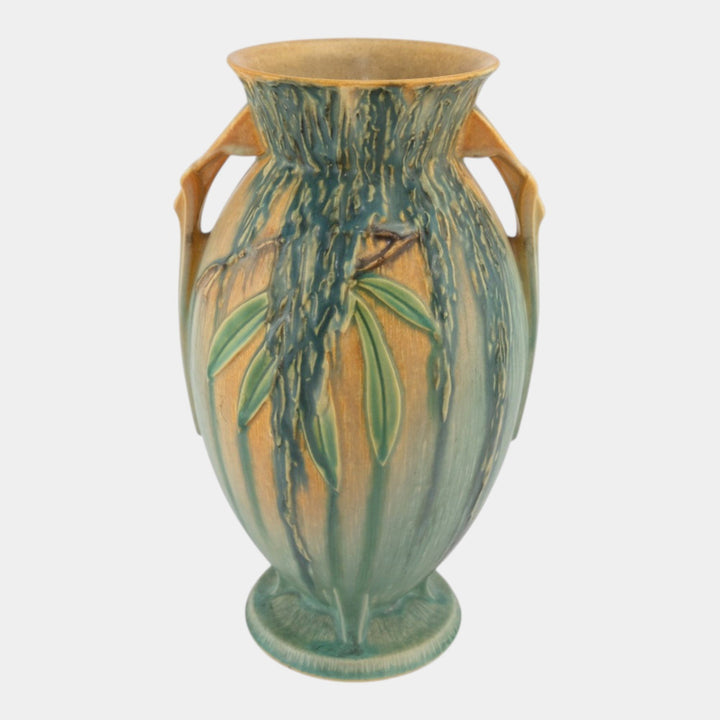 Roseville Moss Tan Green 1936 Art Deco Pottery Flower Vase 784-10 - Just Art Pottery