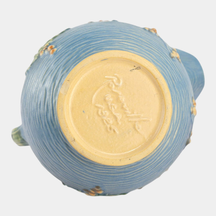 Roseville Bushberry Blue 1941 Vintage Art Pottery Ceramic Ice Lip Pitcher 1325 - Just Art Pottery
