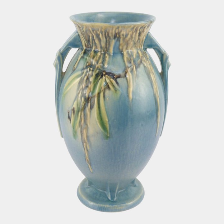 Roseville Moss Blue 1936 Art Deco Pottery Ceramic Flower Vase 784-10 - Just Art Pottery