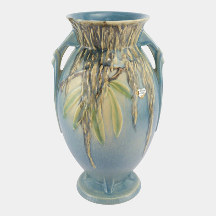 Roseville Moss Blue 1936 Art Deco Pottery Ceramic Flower Vase 784-10 - Just Art Pottery