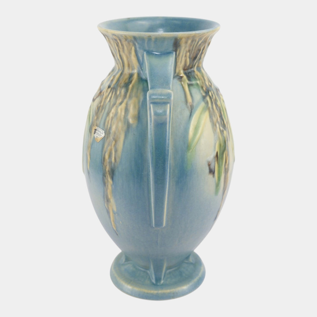 Roseville Moss Blue 1936 Art Deco Pottery Ceramic Flower Vase 784-10 - Just Art Pottery