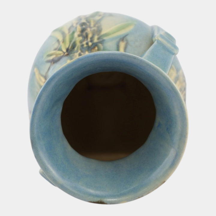 Roseville Moss Blue 1936 Art Deco Pottery Ceramic Flower Vase 784-10 - Just Art Pottery