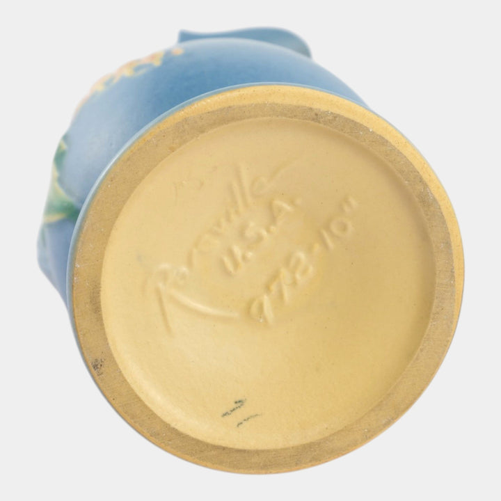 Roseville Bleeding Heart Blue 1940 Vintage Art Pottery Ceramic Ewer 972-10 - Just Art Pottery