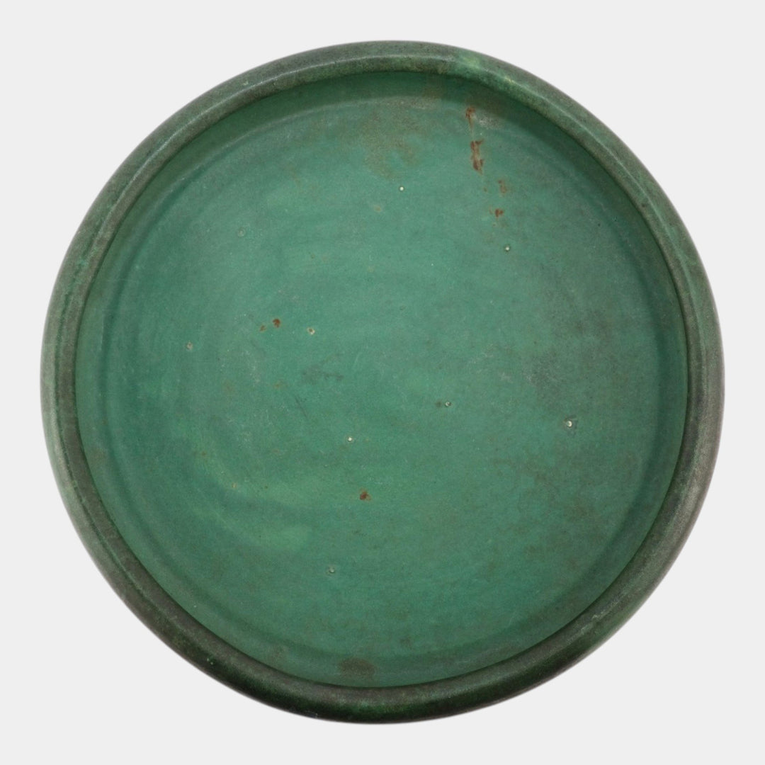 Zanesville Stoneware 1930s Vintage Arts And Craft Pottery Green Large Bowl 113 - Just Art Pottery