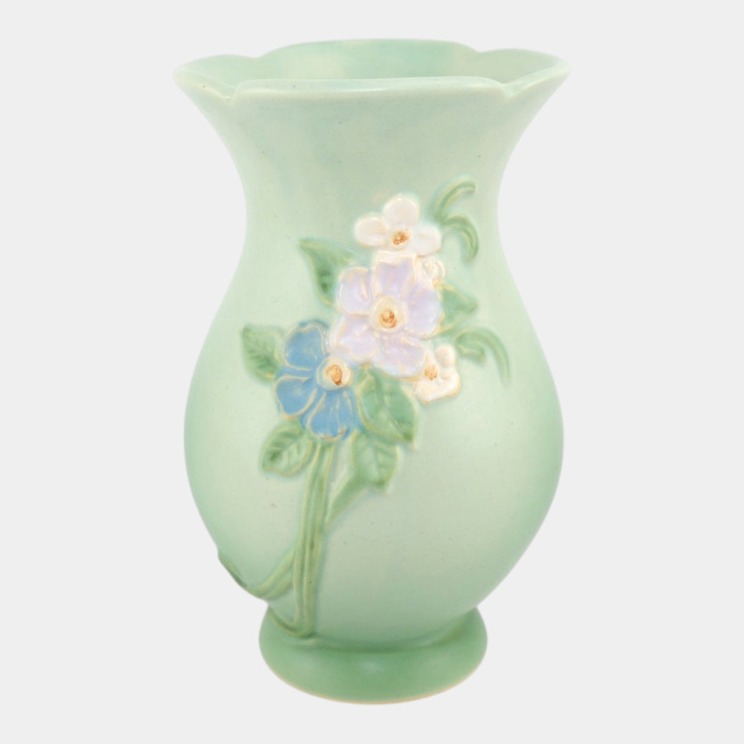 Weller Gloria 1930s Vintage Art Pottery Floral Green Ceramic Baluster Vase G-8 - Just Art Pottery