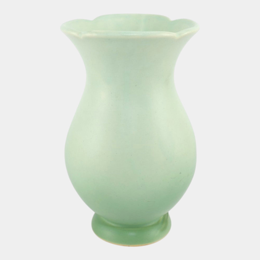 Weller Gloria 1930s Vintage Art Pottery Floral Green Ceramic Baluster Vase G-8 - Just Art Pottery