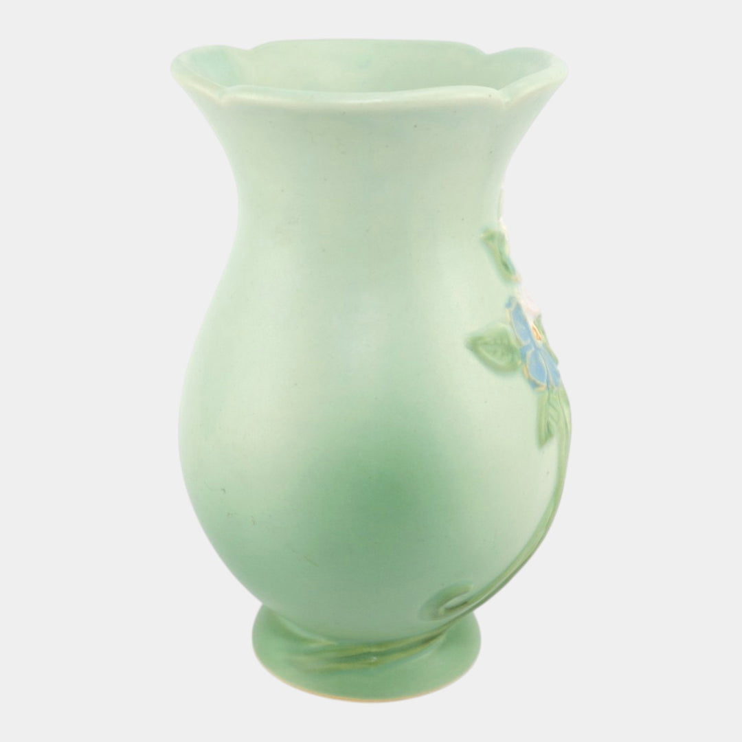 Weller Gloria 1930s Vintage Art Pottery Floral Green Ceramic Baluster Vase G-8 - Just Art Pottery