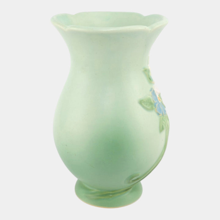Weller Gloria 1930s Vintage Art Pottery Floral Green Ceramic Baluster Vase G-8 - Just Art Pottery