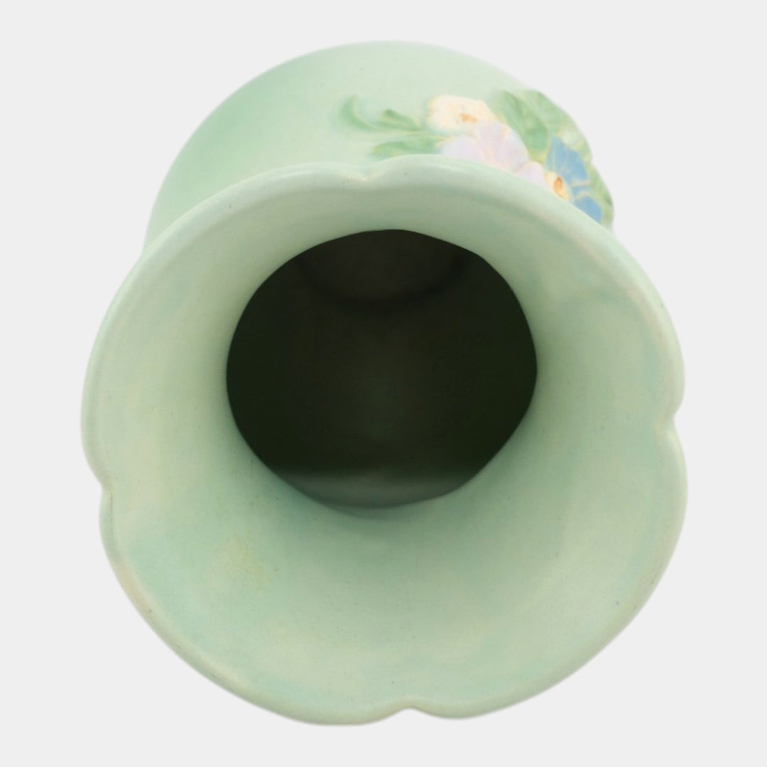Weller Gloria 1930s Vintage Art Pottery Floral Green Ceramic Baluster Vase G-8 - Just Art Pottery