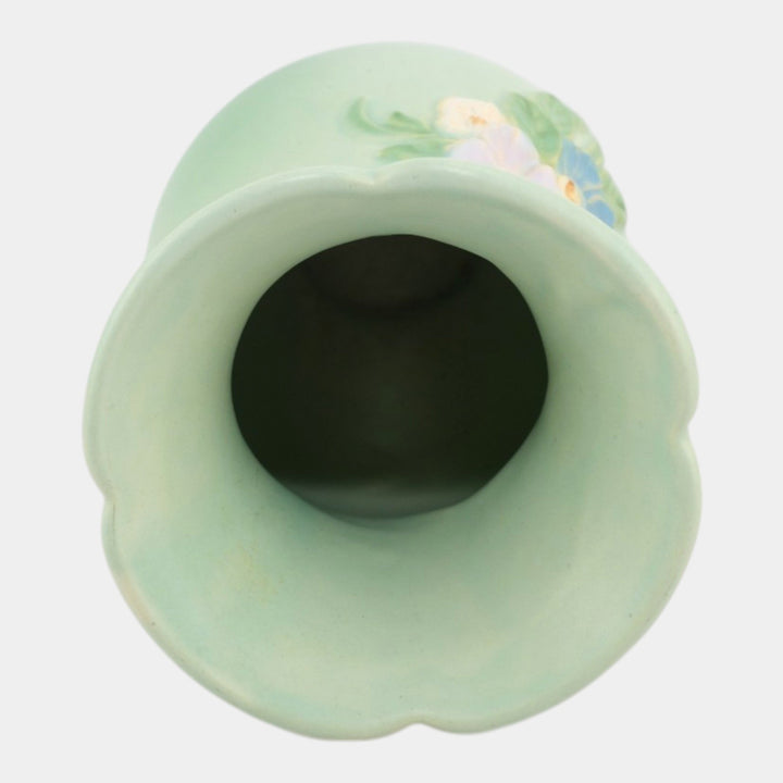 Weller Gloria 1930s Vintage Art Pottery Floral Green Ceramic Baluster Vase G-8 - Just Art Pottery