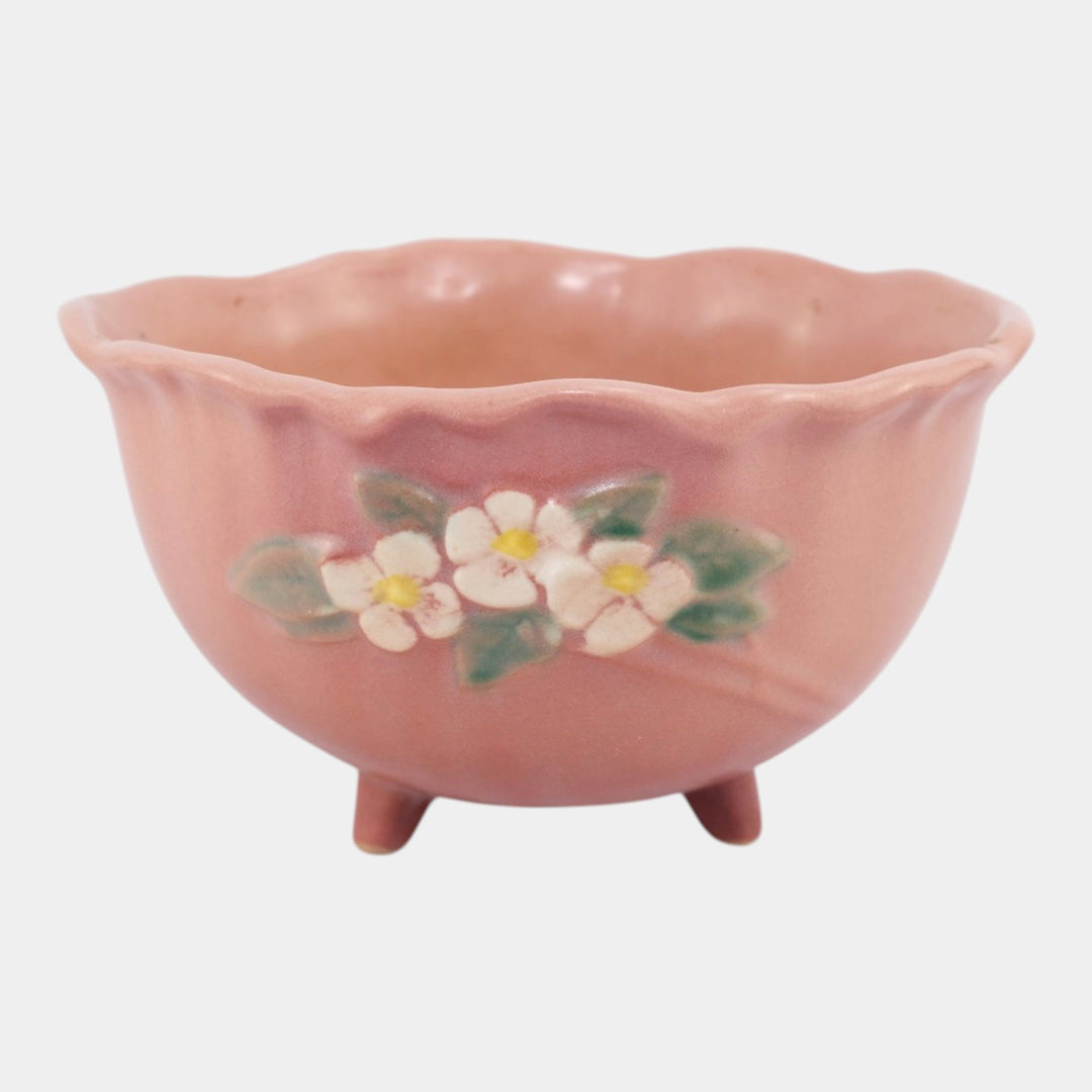 Roseville Mock Orange Pink 1950 Mid Century Modern Pottery Ceramic Bowl 927-6 - Just Art Pottery