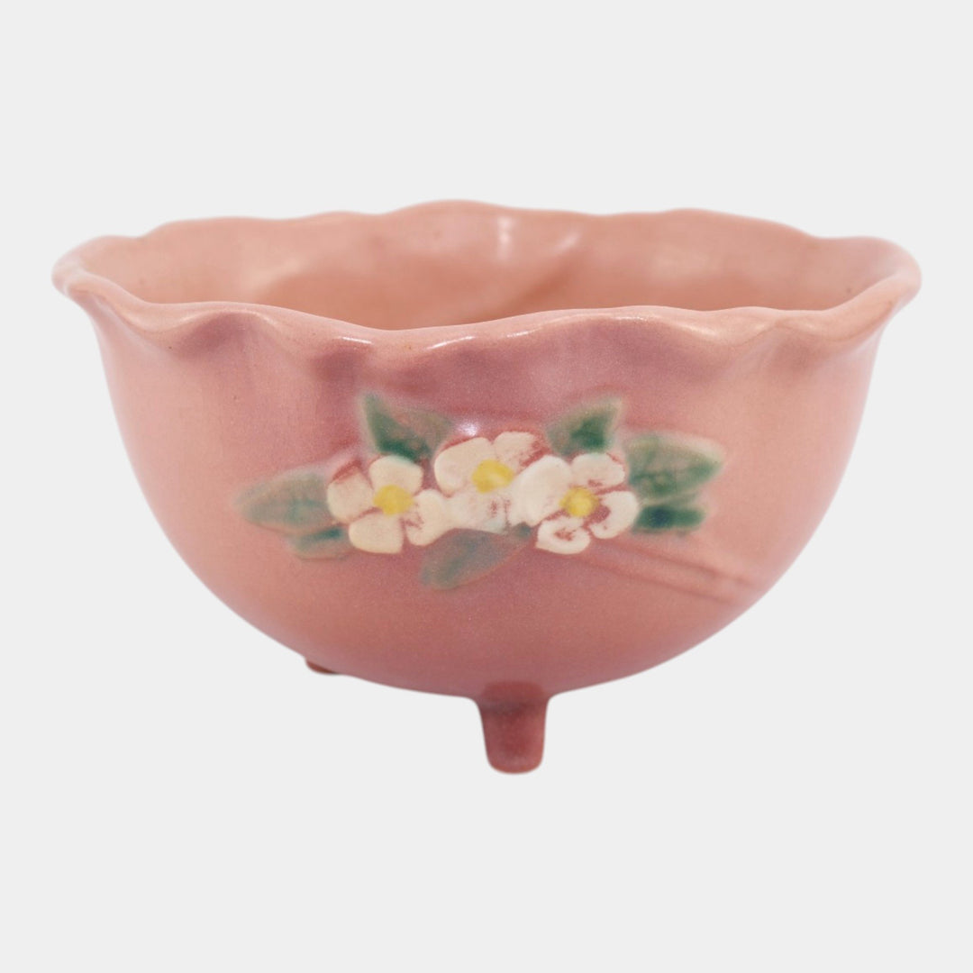 Roseville Mock Orange Pink 1950 Mid Century Modern Pottery Ceramic Bowl 927-6 - Just Art Pottery