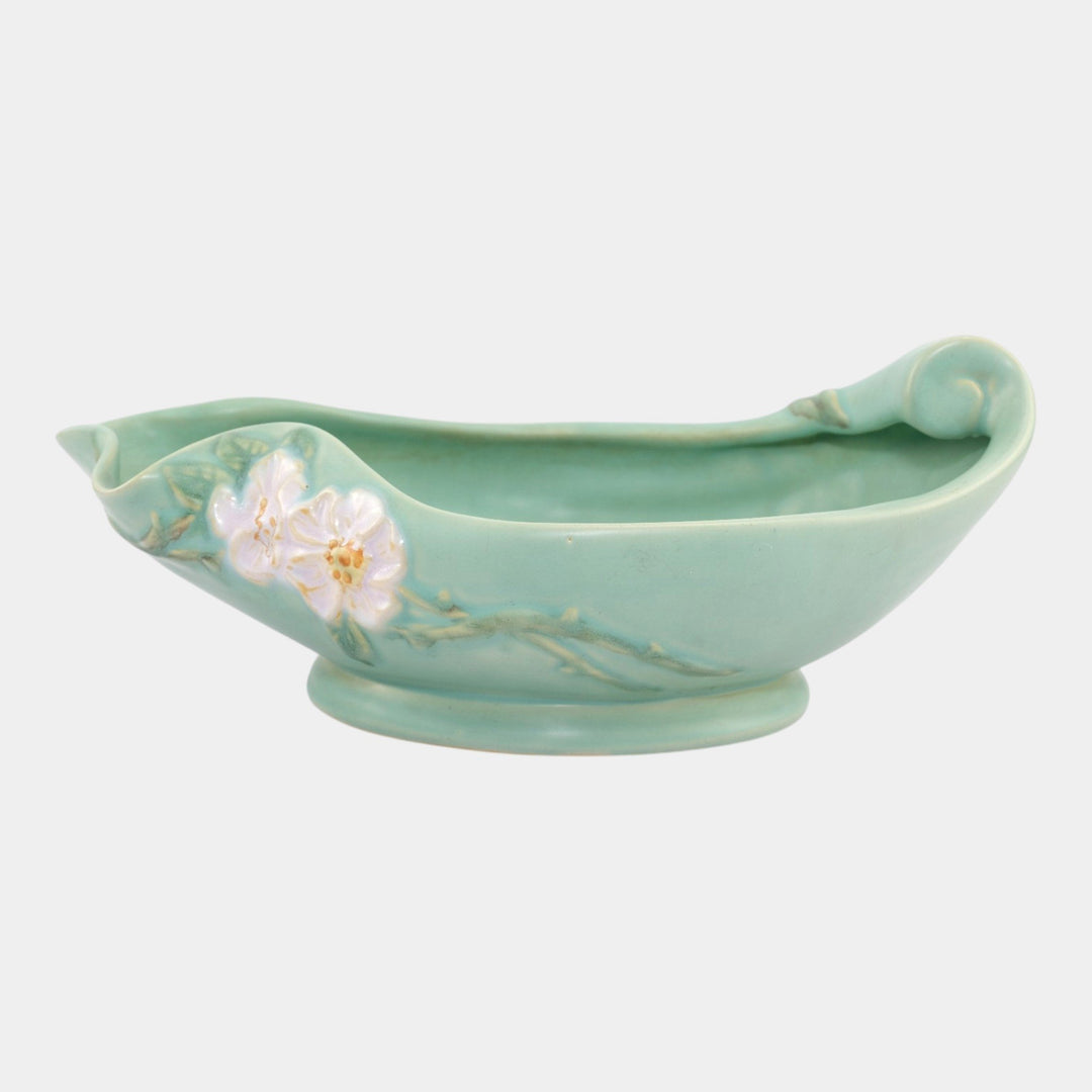 Weller Delsa 1930s Vintage Art Deco Pottery Green Ceramic Console Bowl F-11 - Just Art Pottery