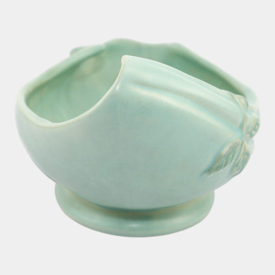 Weller Delsa 1930s Vintage Art Deco Pottery Green Ceramic Console Bowl F-11 - Just Art Pottery