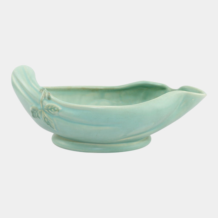 Weller Delsa 1930s Vintage Art Deco Pottery Green Ceramic Console Bowl F-11 - Just Art Pottery