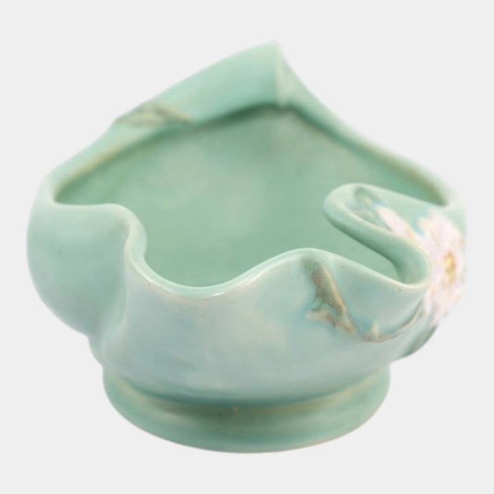 Weller Delsa 1930s Vintage Art Deco Pottery Green Ceramic Console Bowl F-11 - Just Art Pottery