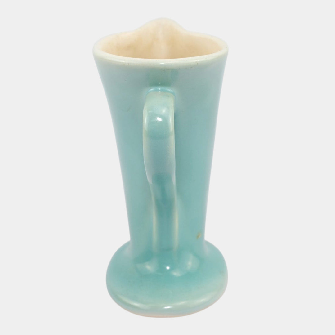 Weller Ivoris 1930s Vintage Art Deco Pottery Blue Ceramic Handled Pitcher - Just Art Pottery