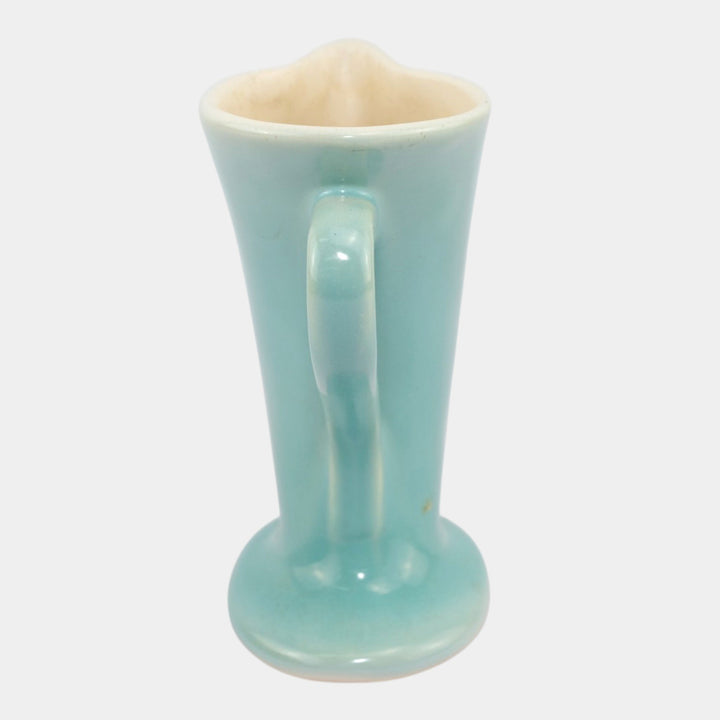 Weller Ivoris 1930s Vintage Art Deco Pottery Blue Ceramic Handled Pitcher - Just Art Pottery