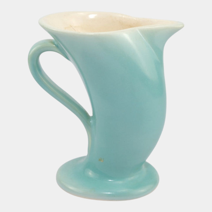 Weller Ivoris 1930s Vintage Art Deco Pottery Blue Ceramic Handled Pitcher - Just Art Pottery