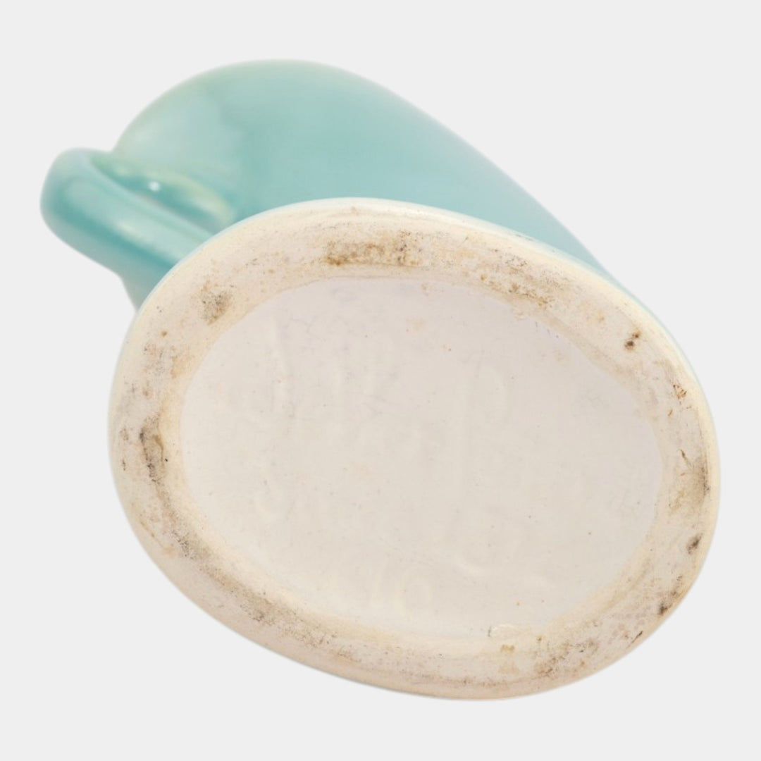 Weller Ivoris 1930s Vintage Art Deco Pottery Blue Ceramic Handled Pitcher - Just Art Pottery