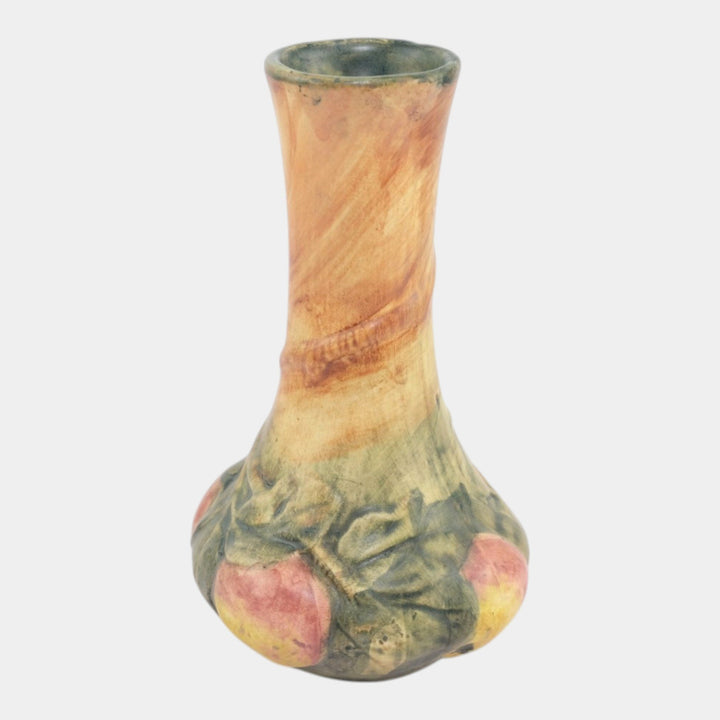 Weller Baldin 1915-20 Vintage Art Pottery Brown Green Red Apple Ceramic Bud Vase - Just Art Pottery