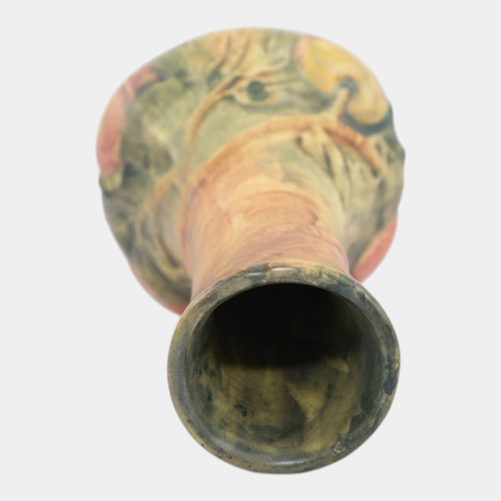 Weller Baldin 1915-20 Vintage Art Pottery Brown Green Red Apple Ceramic Bud Vase - Just Art Pottery