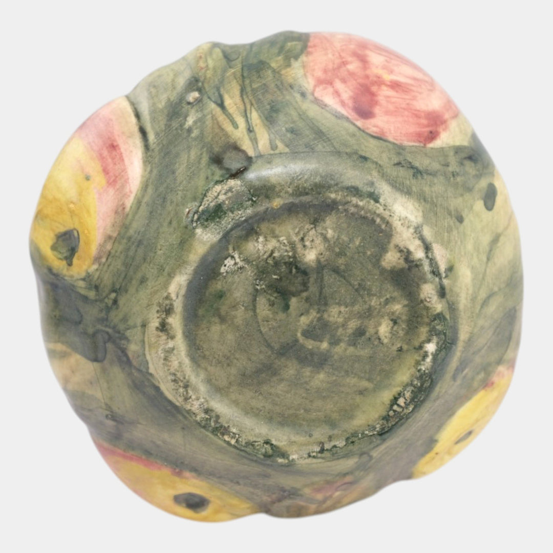 Weller Baldin 1915-20 Vintage Art Pottery Brown Green Red Apple Ceramic Bud Vase - Just Art Pottery