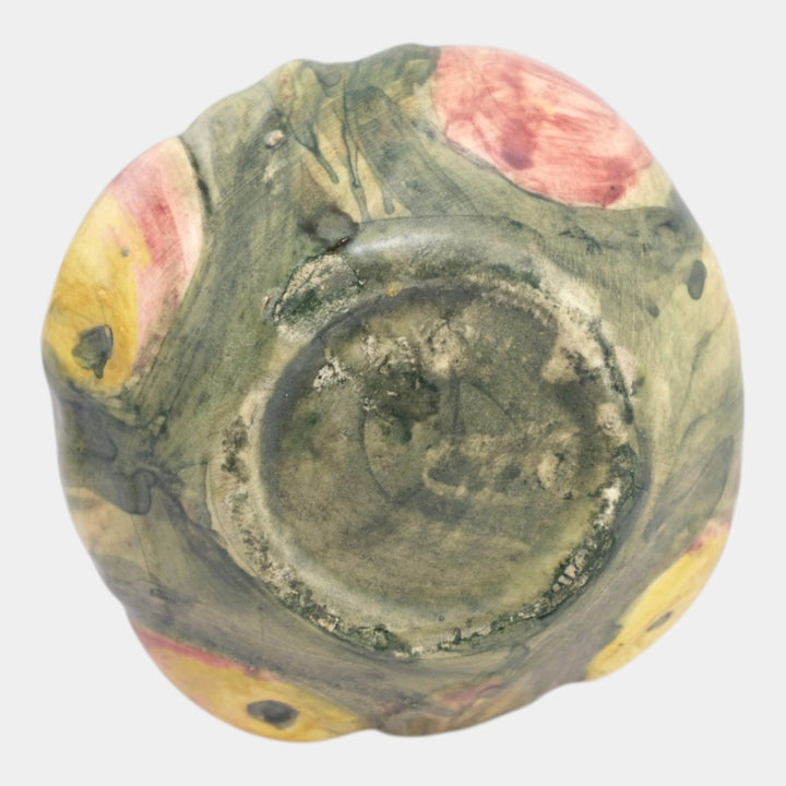 Weller Baldin 1915-20 Vintage Art Pottery Brown Green Red Apple Ceramic Bud Vase - Just Art Pottery