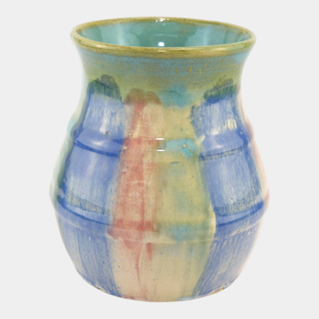 Hull Early Art Stoneware 1920s Vintage Art Pottery Green Red Ceramic Vase 40 - Just Art Pottery