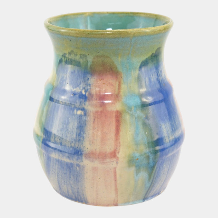 Hull Early Art Stoneware 1920s Vintage Art Pottery Green Red Ceramic Vase 40 - Just Art Pottery