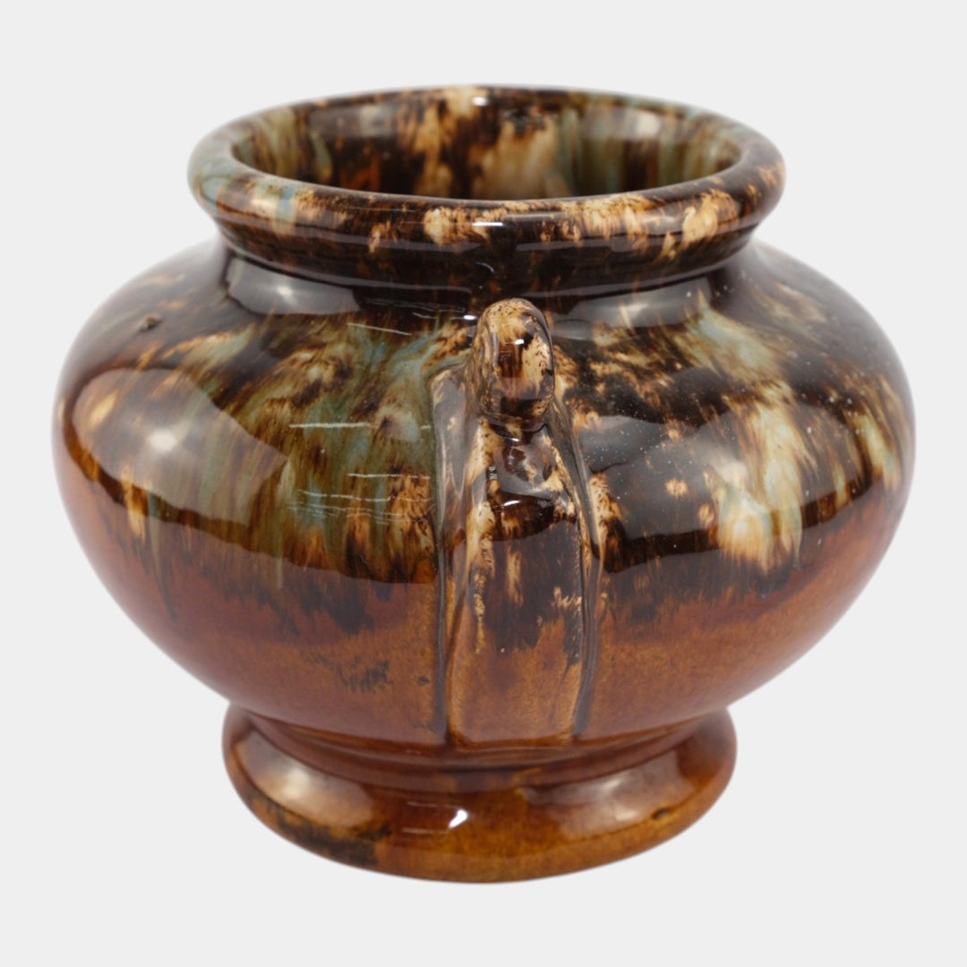 Brush McCoy 1930s Vintage Art Deco Pottery Brown Onyx Glaze Ceramic Urn Vase - Just Art Pottery