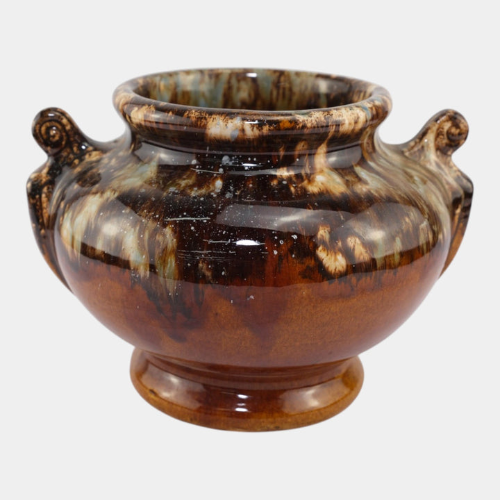 Brush McCoy 1930s Vintage Art Deco Pottery Brown Onyx Glaze Ceramic Urn Vase - Just Art Pottery
