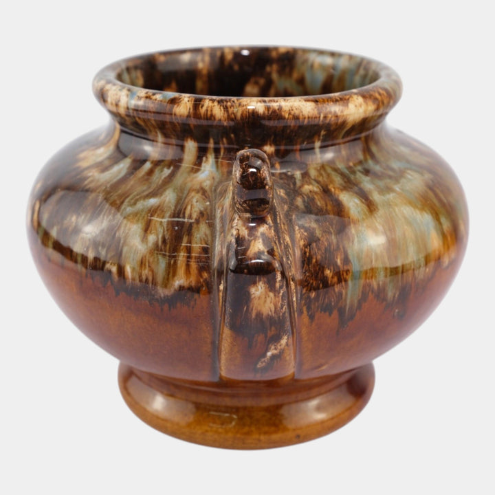 Brush McCoy 1930s Vintage Art Deco Pottery Brown Onyx Glaze Ceramic Urn Vase - Just Art Pottery