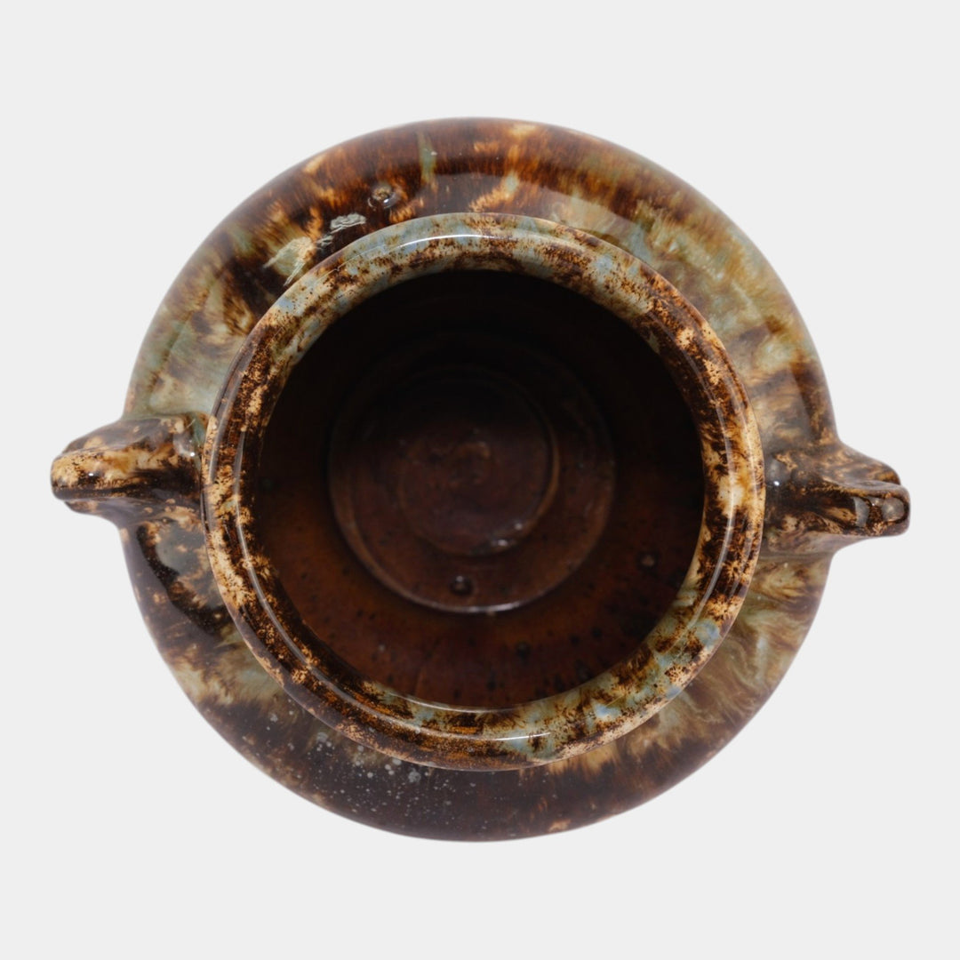 Brush McCoy 1930s Vintage Art Deco Pottery Brown Onyx Glaze Ceramic Urn Vase - Just Art Pottery