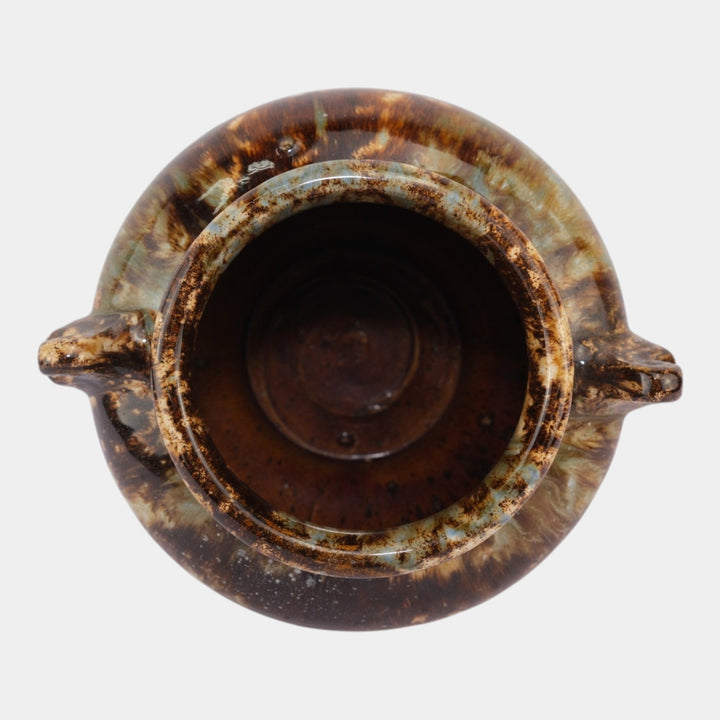 Brush McCoy 1930s Vintage Art Deco Pottery Brown Onyx Glaze Ceramic Urn Vase - Just Art Pottery