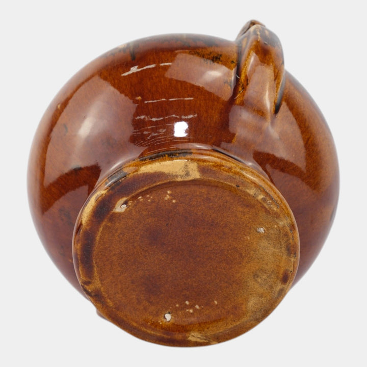 Brush McCoy 1930s Vintage Art Deco Pottery Brown Onyx Glaze Ceramic Urn Vase - Just Art Pottery