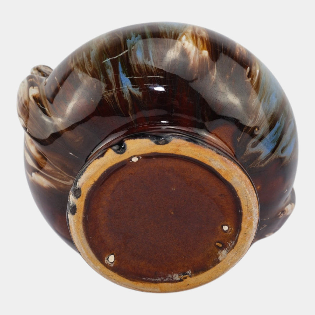 Brush McCoy 1930s Vintage Art Deco Pottery Brown Blue Onyx Glaze Urn Vase - Just Art Pottery